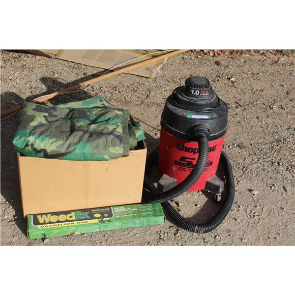 Shop Vac - 1HP - Five Gallon, Box of Moving Blankets & Weed Ex Bar