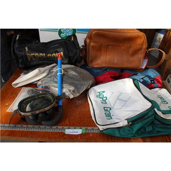 Pepsi Cola Luggage Bag, (3) Assorted Luggage Bags, Vintage Snorkel Set & Misc.