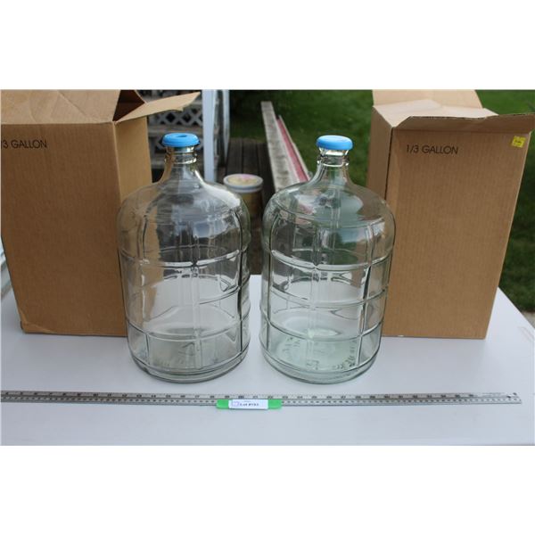 (2) Clear Glass Carboys - 16.5" Tall