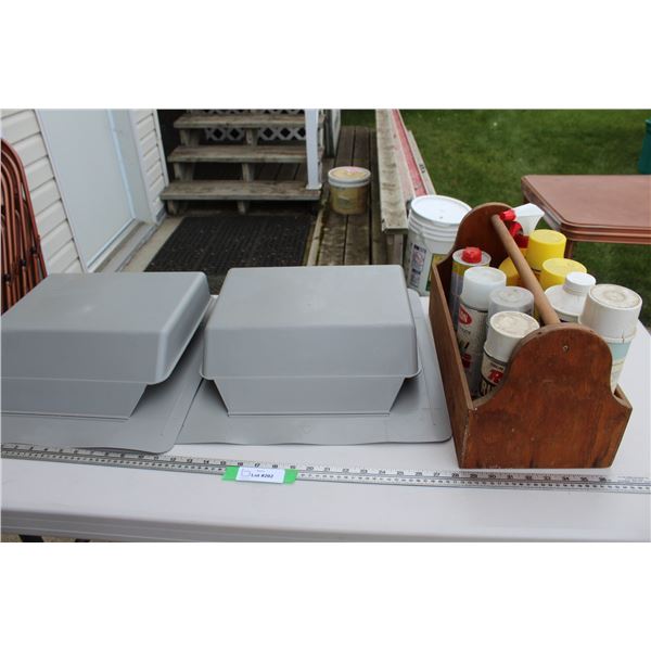 (2) Rooftop Vents & Wood Tool Carrier w/Contents