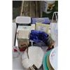 Image 3 : Laundry Basket, (6) Glasses, (12) Plates, Metal Collector Tins, Misc.