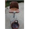 Image 1 : Vintage Bar Stool (Some Wear) & Wicker Basket
