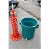 Image 1 : Orange Bottle Dryer Stand & Green Garbage Can w/Spout