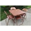 Image 1 : Folding Vintage Card Table - Some Wear & (4) Chairs - Some Wear