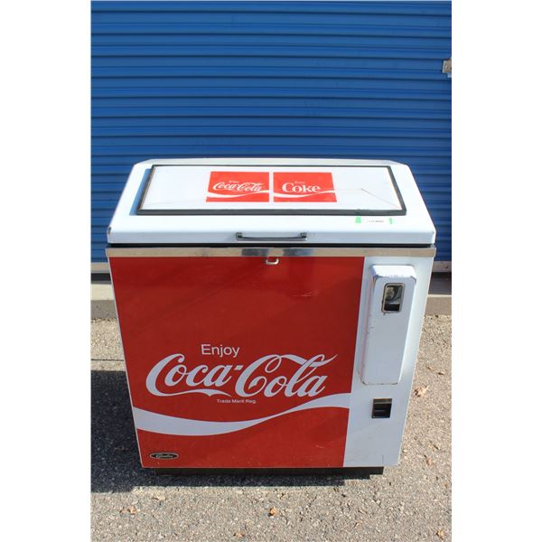 ***Cornelius Coca Cola Wheeled Store Display Cooler w/Key, Some Wear - as is - 21"x 30"x 37"Tall