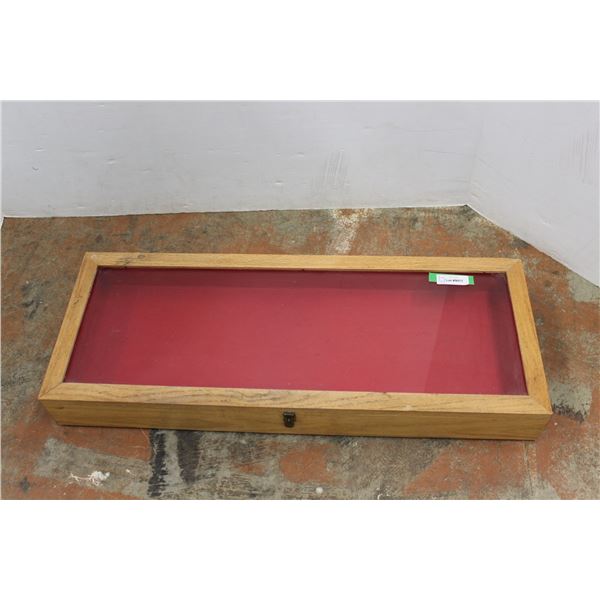 * Glass & Wood Table Top Display Cabinet - 37" x 14" x 5"