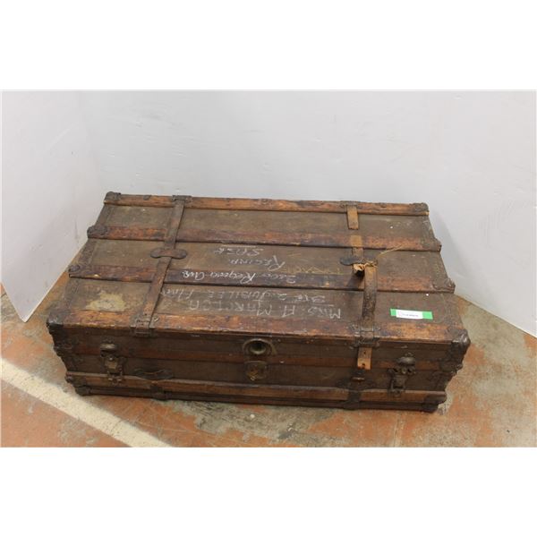 * Antique Traveler's Trunk, Worn - 22" x 40" x 13"
