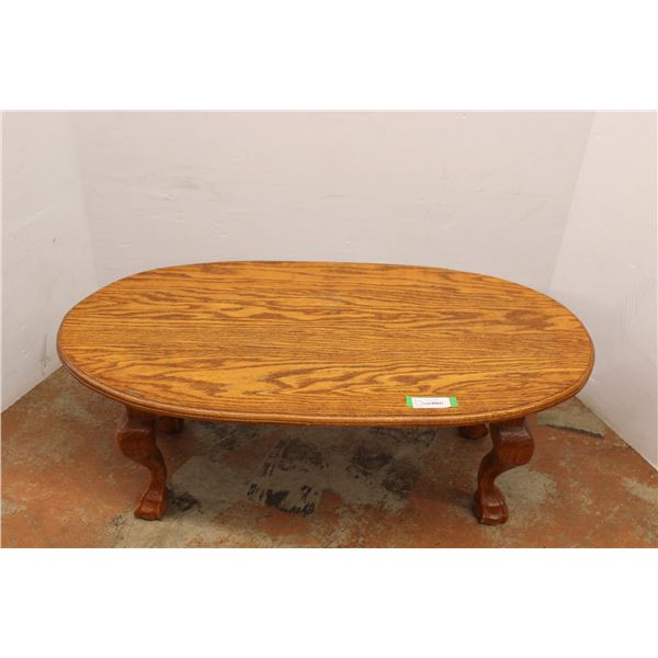 * Oval Oak Coffee Table - Lion's Foot-style - 42" x 20" x 16"
