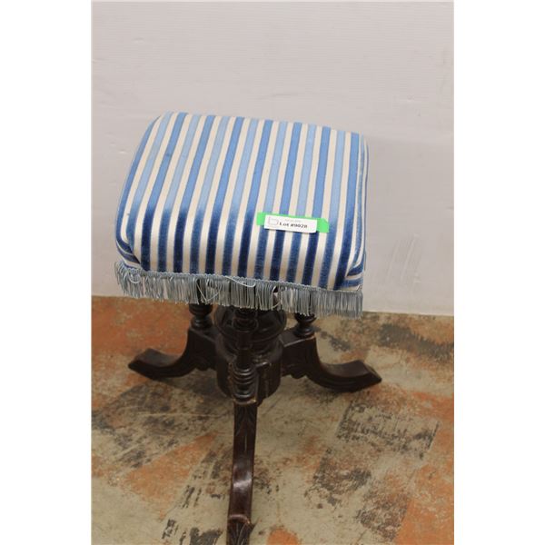 * Antique Swivel Piano Stool (Recent Upholstery) - Some Wear - 20" x 13"