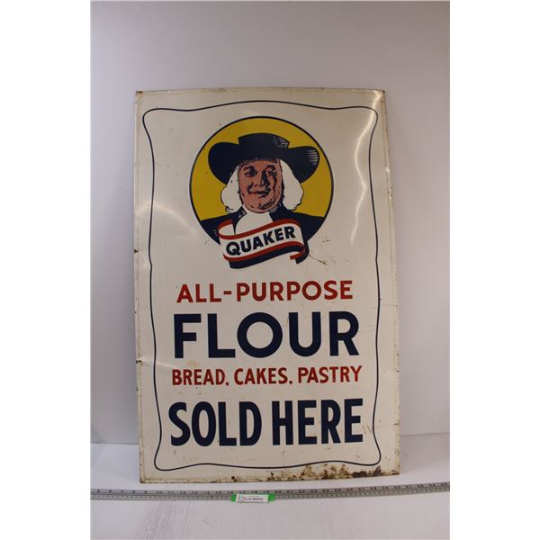 * Quaker All Purpose Flour Metal Sign - Some Wear - 35" x 23"