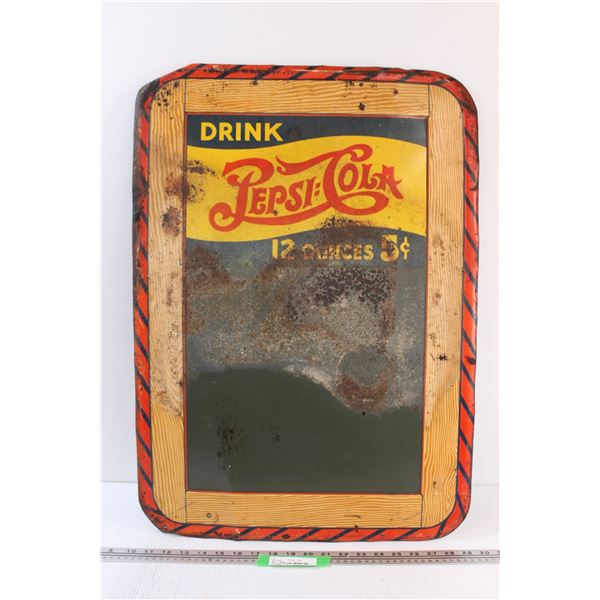 * Pepsi-Cola Metal Chalkboard Board Sign - Some Wear - 20" x 27"