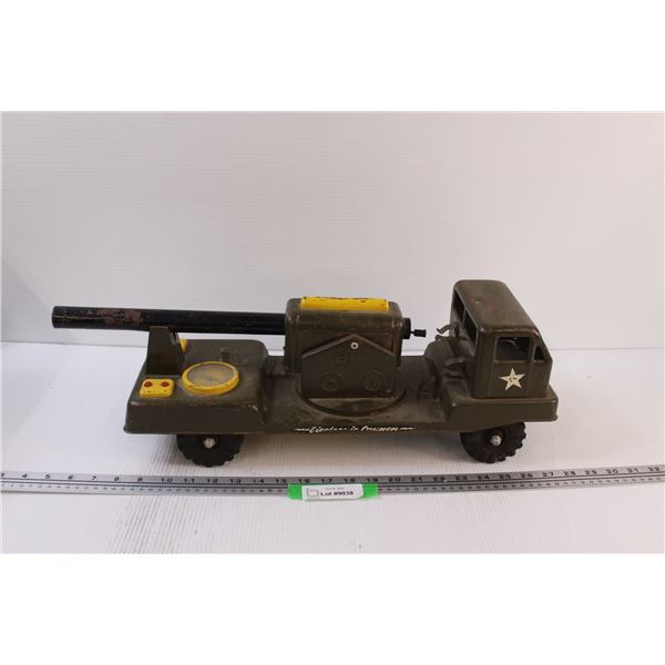 Ny-Lint Military Electric Cannon Heavy Steel Toy Truck - 22" - Some Wear