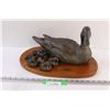 Image 1 : Ducks Unlimited "The Mission III" Wood Duck with Her Ducklings - Bronze & Copper on Wood Base - 16" 