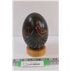 Image 1 : Hand Painted Emu Egg on Stand - 5" Tall
