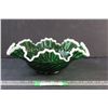 Image 1 : Fenton Green & White Art Glass Bowl - 11" x 4"
