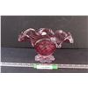 Image 1 : Cranberry Art Glass Bowl - 11" x 5"
