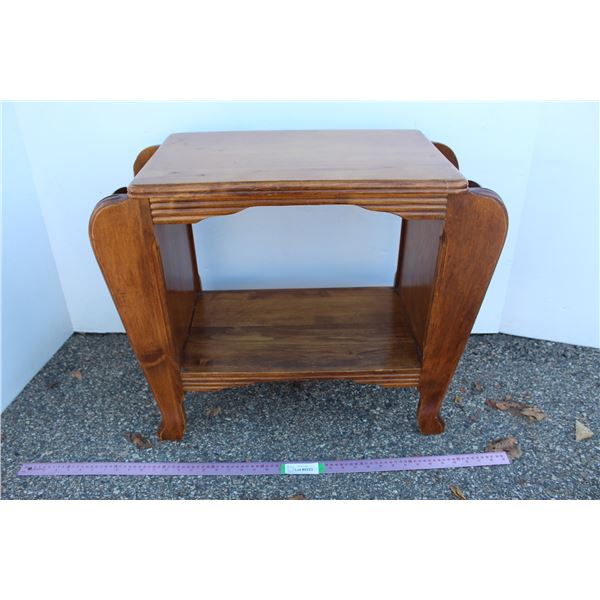***Antique Wooden Magazine Rack / End Table- 27" Wide x 13" x 23"Tall