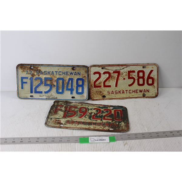 (2) Saskatchewan Farm License Plates 1972 and 1975, Saskatchewan Licence Plate 1975