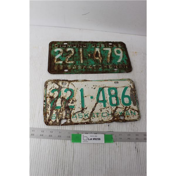 (2) Saskatchewan License Plates 1965 and 1966
