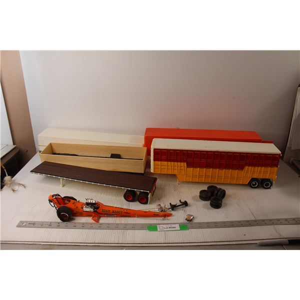 (5) Model Semi Trailers, Drag Car Parts
