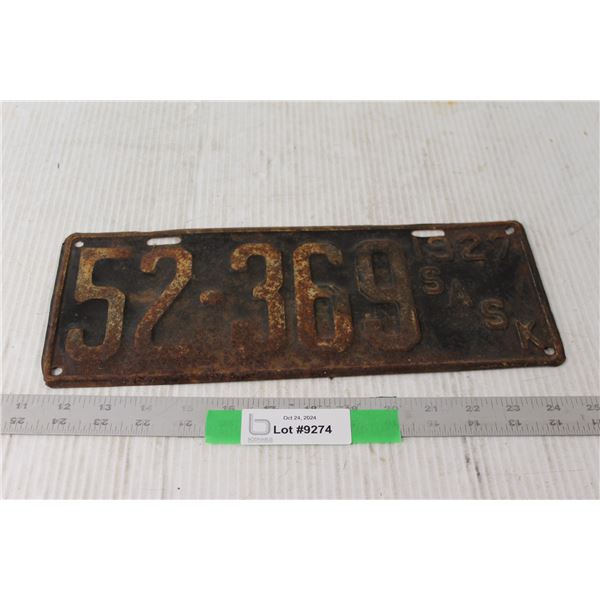 Saskatchewan License Plate 1927