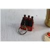 Image 4 : Coca Cola Brass Bottle, Key Chain, Shirt Pin and Miniature Plastic Bottles