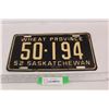 Image 1 : 1952 Sask License Plate