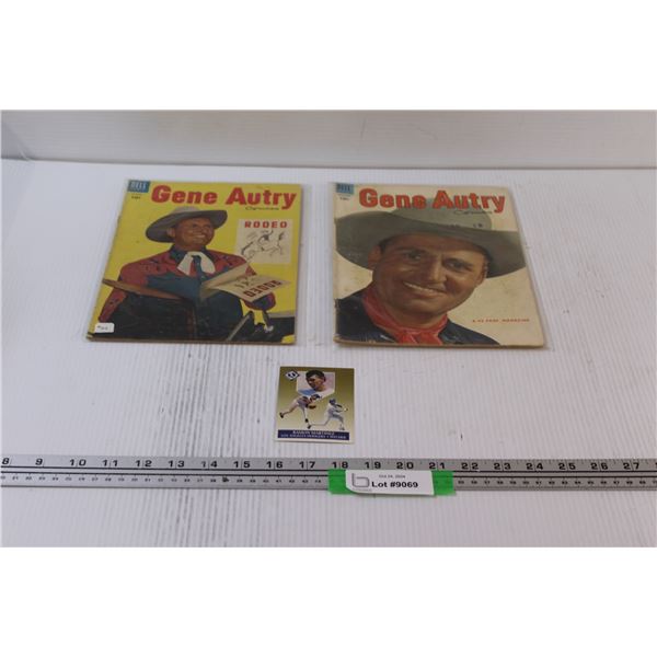 (2) Vintage Gene Autry Comic Books & 1991 Fleer Ultra Team Ramon Martinez Baseball Card