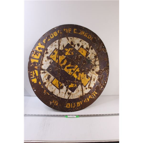 * Kinsmen "Clubs Of Canada" Single Sided Curved Enamel Sign - 30"