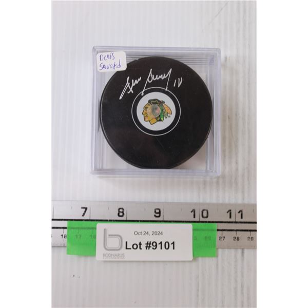 Signed "Denis Savard" Hockey Puck - With Certificate of Authenticity