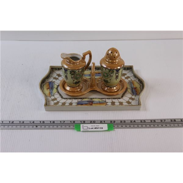 Hand Painted Cruet w/Serving Tray - Made in Japan