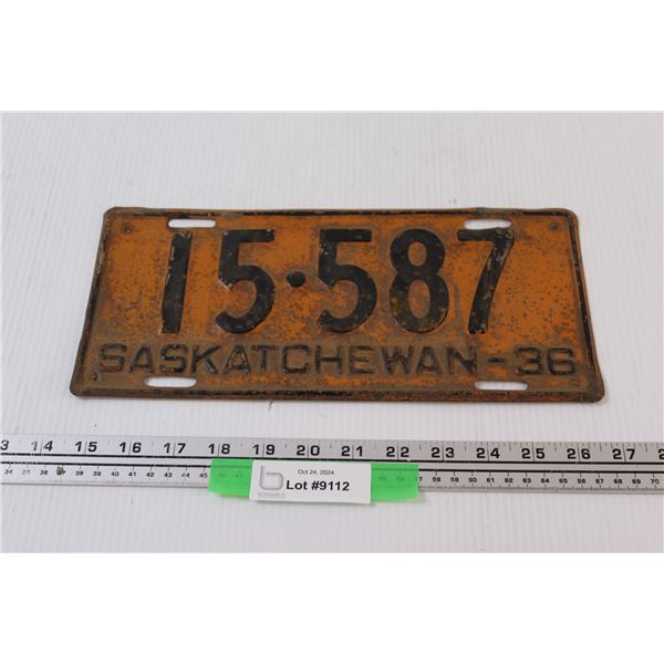 1936 Saskatchewan License Plate