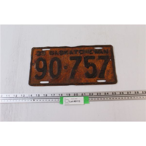 1939 Saskatchewan License Plate