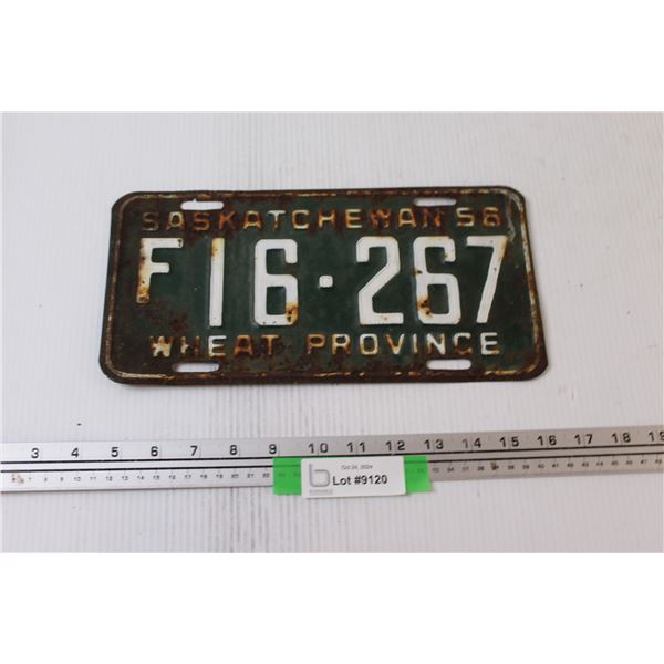 1956 Farm Saskatchewan License Plate