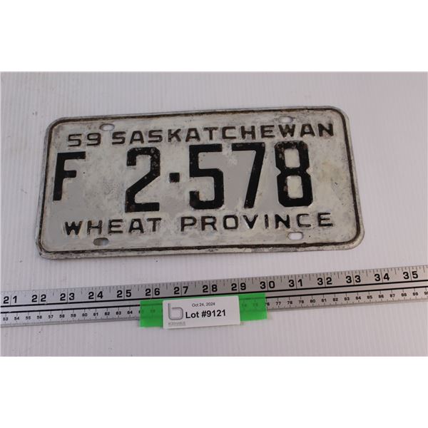 1959 Farm Saskatchewan License Plate