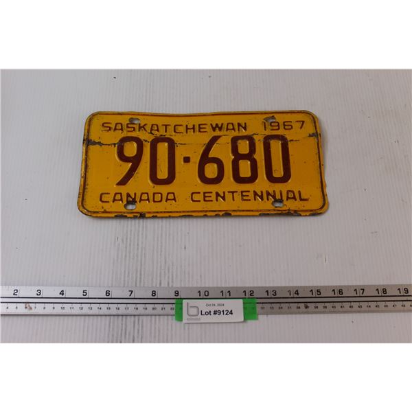 1967 Canada Centennial Saskatchewan License Plate