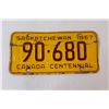 Image 2 : 1967 Canada Centennial Saskatchewan License Plate
