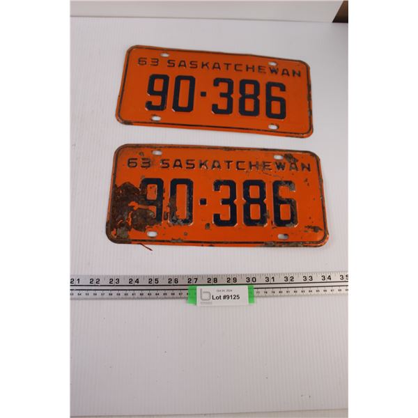 (1 pr) 1963 Saskatchewan License Plates