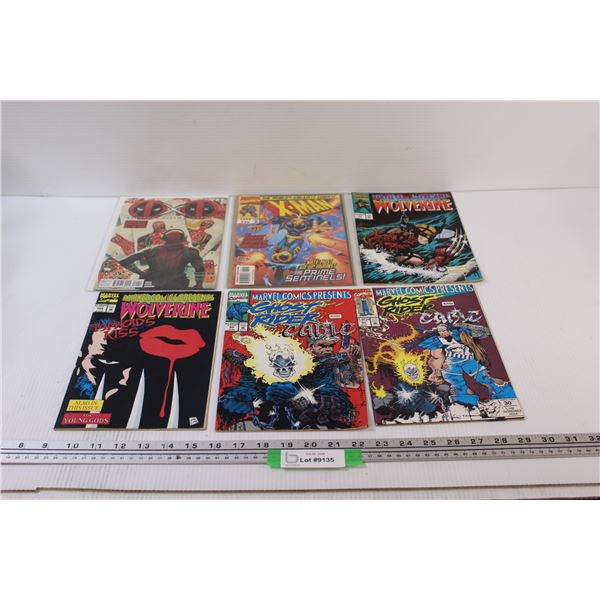 (6) Marvel Comics - Ghost Rider, X-Man, Wolverine & Deadpool
