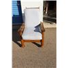 Image 1 : *** Antique Oak Reclining Morris Chair on Casters w/Cushions (Some Stains) - 28"x44" H