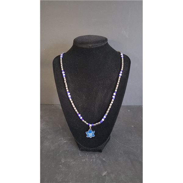 Hematite Beaded Necklace- Toronto Maple Leaf's