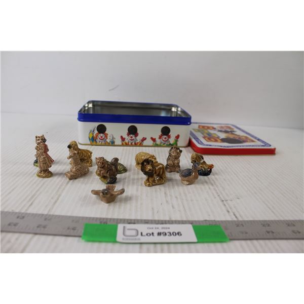(12) Wade Tea Figurines - Red Rose - Animals and Nursery Rhymes - Chipped - in Oreo Tin