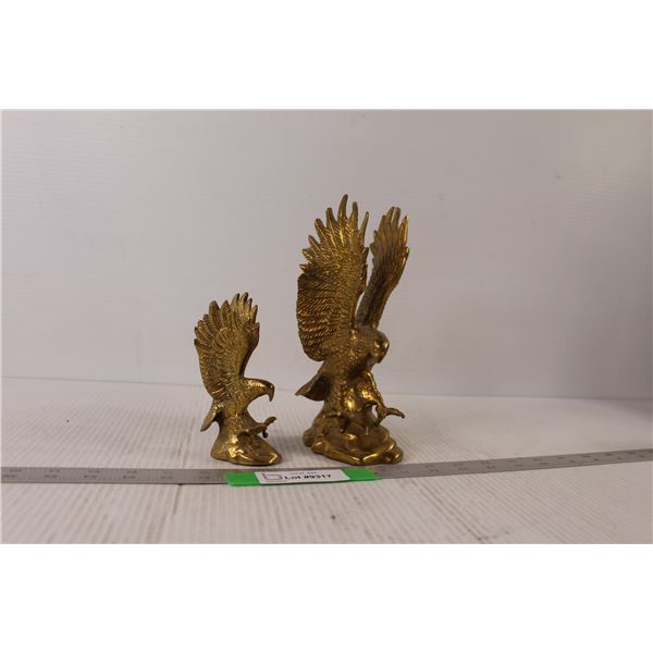 (2) Brass Hawk/Eagle Figurines