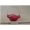 Vintage Cranberry Glass Basket