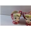 Image 11 : Ceramic Miss Cutie Pie Tea Pot and Cream & Sugar Set - Chipped