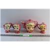 Image 1 : Ceramic Miss Cutie Pie Tea Pot and Cream & Sugar Set - Chipped