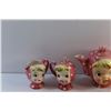 Image 3 : Ceramic Miss Cutie Pie Tea Pot and Cream & Sugar Set - Chipped