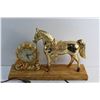 Image 2 : Vintage Brass Plated United Horse Decorative Electric Clock - Tested