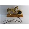 Image 7 : Vintage Brass Plated United Horse Decorative Electric Clock - Tested