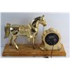 Image 8 : Vintage Brass Plated United Horse Decorative Electric Clock - Tested
